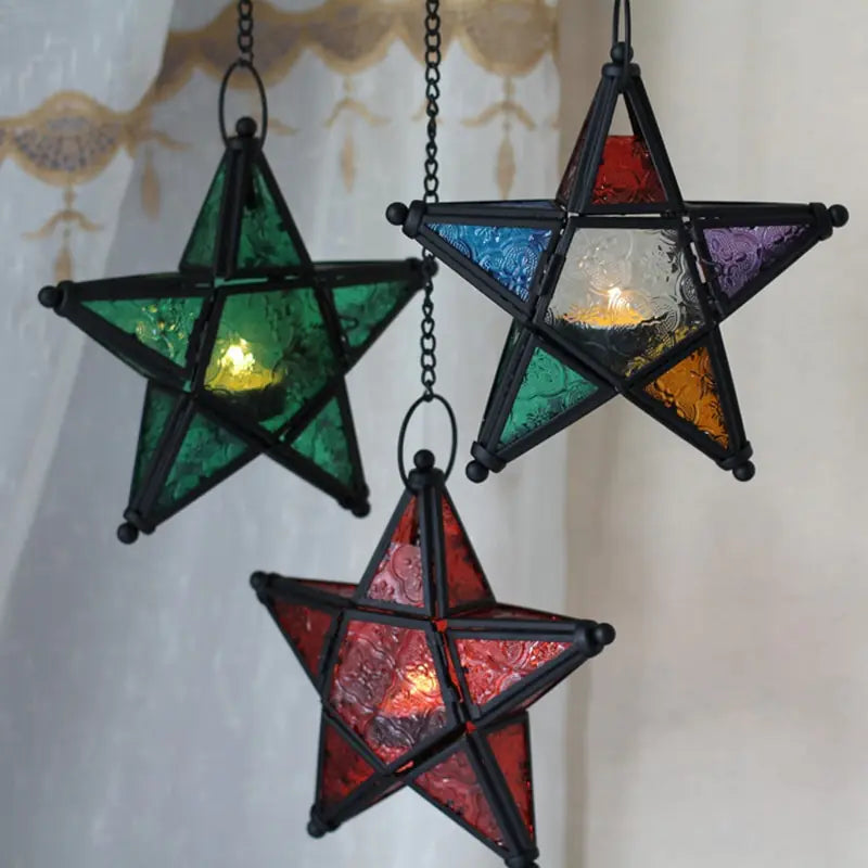 Rainbow Glass Star Candle Holder