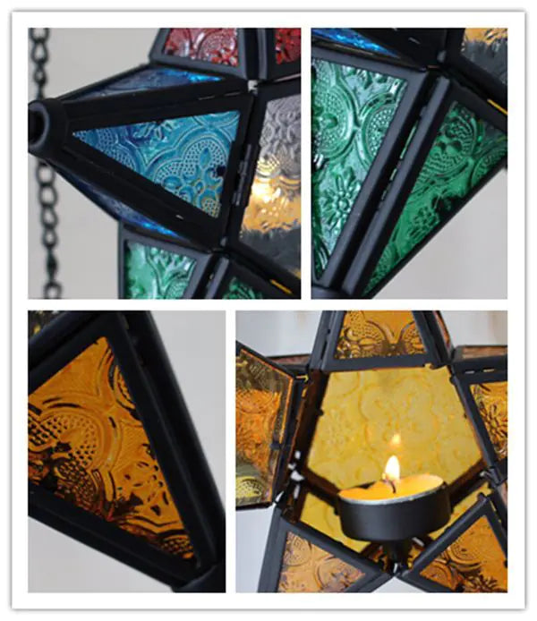 Rainbow Glass Star Candle Holder