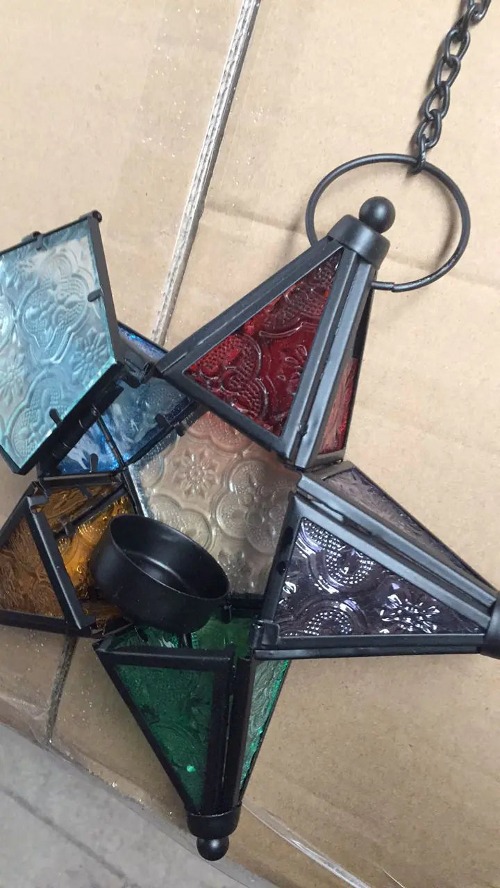 Rainbow Glass Star Candle Holder