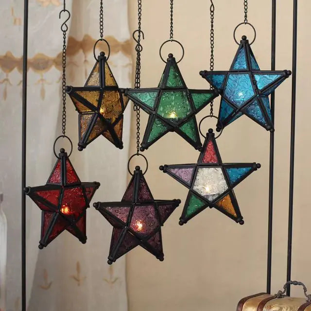 Rainbow Glass Star Candle Holder