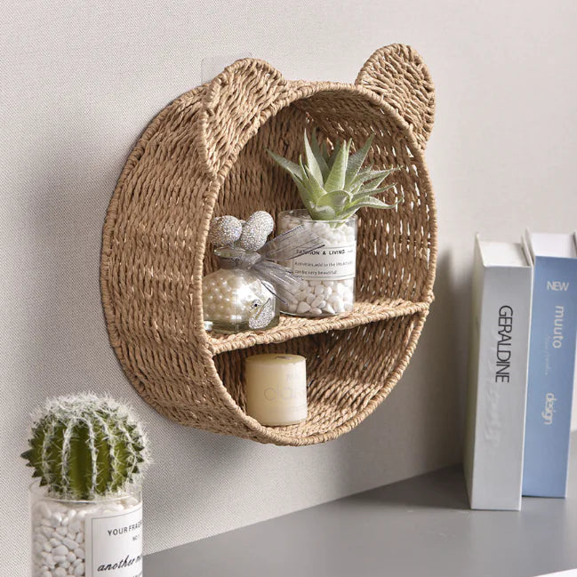Handwoven Rattan Storage Shelf