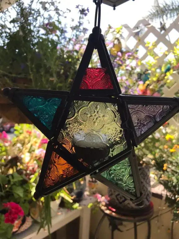 Rainbow Glass Star Candle Holder