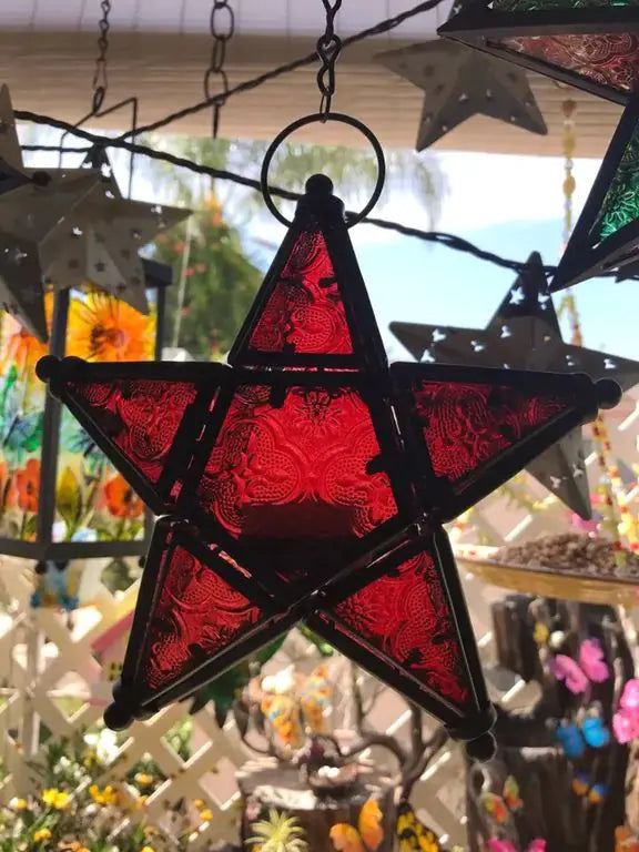 Rainbow Glass Star Candle Holder