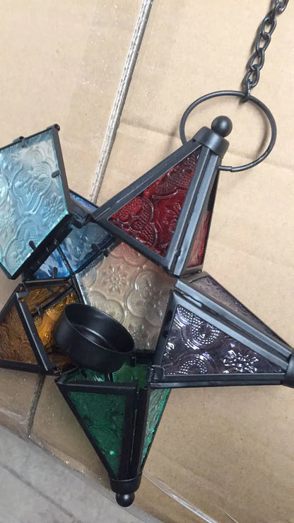 Rainbow Glass Star Candle Holder
