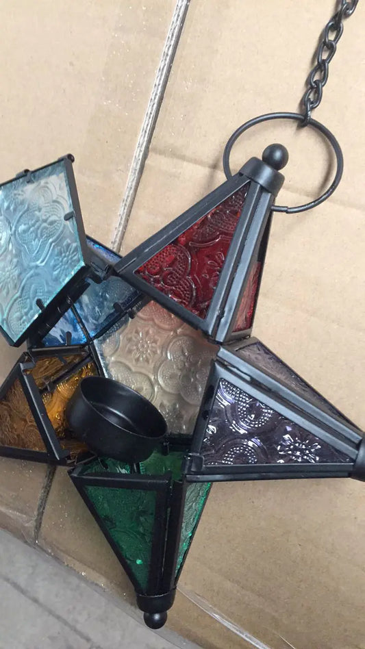 Rainbow Glass Star Candle Holder